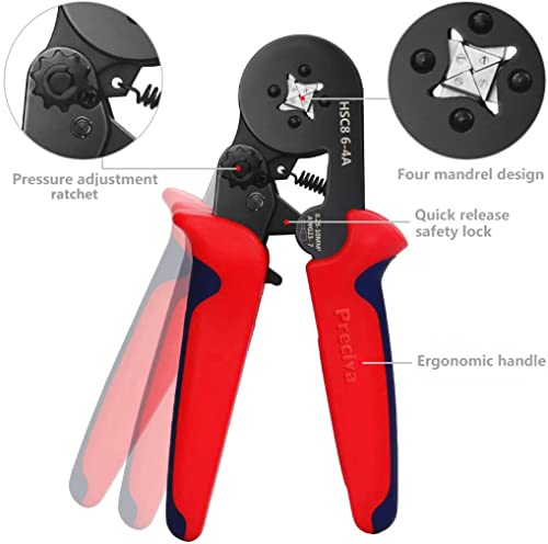 Preciva Ferrule Crimping Tool with Wire Connectors & Storage Bag, AWG23-7 - color: Red + Bag