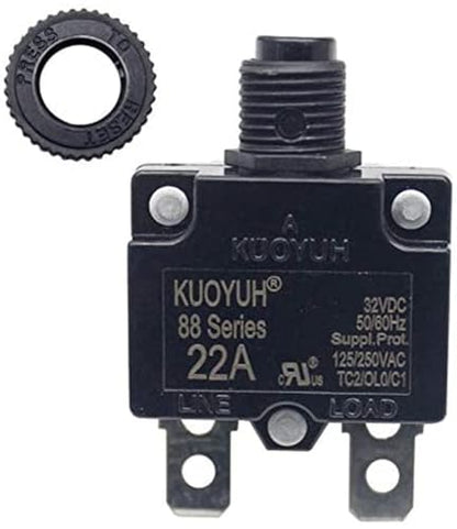 1pc KUOYUH 88 Series 125/250VAC 32VDC 50/60Hz Thermal Overload Circuit Breaker 3-30A (22A) - style: 22A