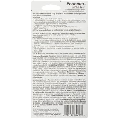 Permatex 81630 Ultra Red High Temperature Gasket Maker, 3 oz - size: 3 Fl Oz., style: Ultra Red