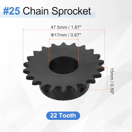 uxcell #25 Chain Roller Sprocket 17mm Bore 47.5mm OD 22 Tooth C45 Steel - size: 17mm Bore 47.5mm OD, 22 Tooth