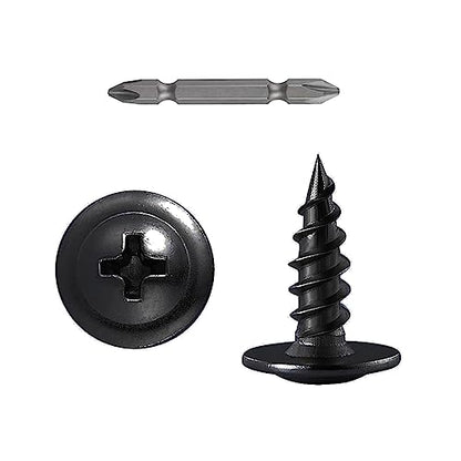Wensilon（600 pcs）#6×1/2" Phillips Truss Head Wood Screws Black Galvanizing Quick Metal Self Tapping. - color: Black, size: #6×1/2"