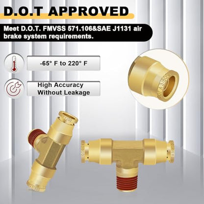 Siptenk 3/8" OD Tube x 1/4" NPT Thread Tee Brass Push to Connect Fittings - color: 3/8" OD & 1/4" NPT Tee