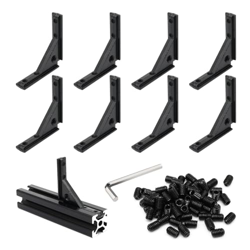 8Pcs 2020 Aluminum Extrusion Black Corner Bracket T Slot Inside L Shape Joint Angle Hardware Panel Mount Connector with Screws for 20 Series 20/20 2040 V Slot Extruded Aluminum Profile - style: 8 sets with M4