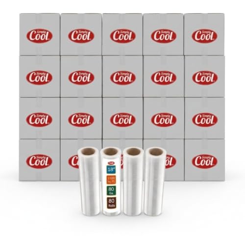 Simply Cool 80 Pack Stretch Wrap 18 Inch 80 Gauge Shrink Wrap - color: Clear, size: 80 Pack