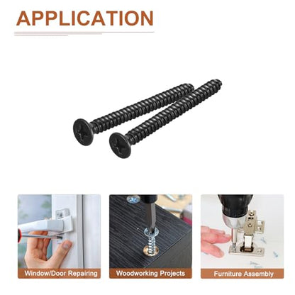 DTGN 50Pcs #10x2 Flat Head Wood Screws, 304 Stainless Steel - Black - color: Black, size: #10x2"
