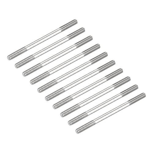 METALLIXITY Double Ended Stud Screws (M3 Thread 50mm Length) 10pcs, 304 Stainless Steel Dual Threaded Rod Bolts - for House Maintenance - size: M3x50mm