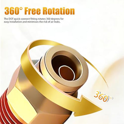 1/4" DOT Push to Connect Air Fittings, Brass 1/4" Tube OD x 3/8" NPT Male Straight Adapter, Quick-Connect Fittings for Air Suspension, Truck Trailer & Air Brake System (5-Pack) - size: 1/4"OD × 3/8"NPT Thread