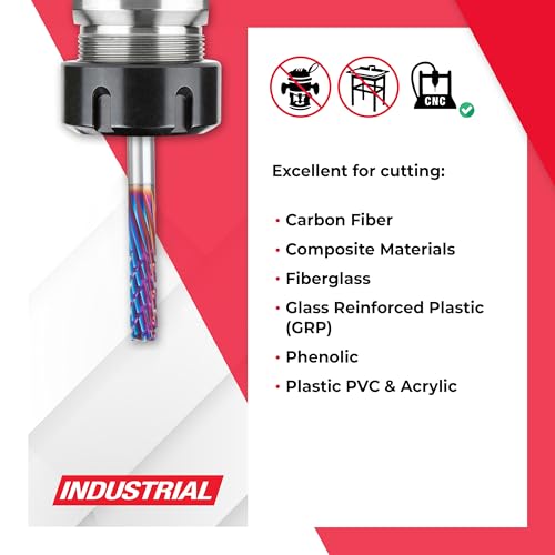 Amana Tool Amana Tool 48452-K SC Spektra Extreme Tool Life Coated Carbon Graphite Carbon Fiber Panel Cutting Down-Cut 6mm D x 19mm CH x 6mm SHK x 75mm Long Down Cut Router Bit