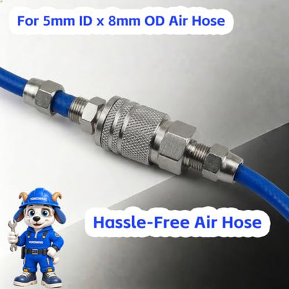 2PCS Air Tool Fittings Coupler and Plug Kit for 5mm ID x 8mm Hose - size: 2PCS