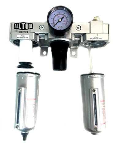3/4" NPT Compressed Air Preparation Filter/Regulator/Lubricator FRL w auto drain