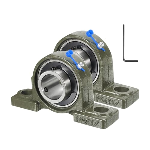 uxcell 2 Pcs UCP207 Pillow Block Bearings 35mm Bore Self Alignment, Solid Cast Iron Base Mounted Chrome Steel Bearings - size: UCP207