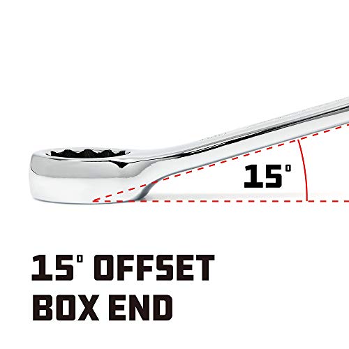 Powerbuilt 17mm Metric Combination Wrench, 12 Point Double Ended Box and Open End, 15 Degree Offset Polished 644121 (Pack of 2) - size: 17mm (Pack of 2)