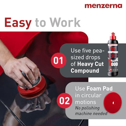 menzerna Deep Scratch Remover Kit I Car polishing Set - color: Heavy Cut 1000 (16oz) + Pad