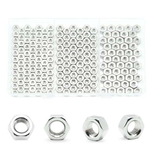 200Pcs #6-32#8-32#10-24 SAE Hex Nuts Kit, 6-32 Nut, 8-32 Nut, 10-24 Nuts - size: SAE #6-32 #8-32 #10-24---200Pcs