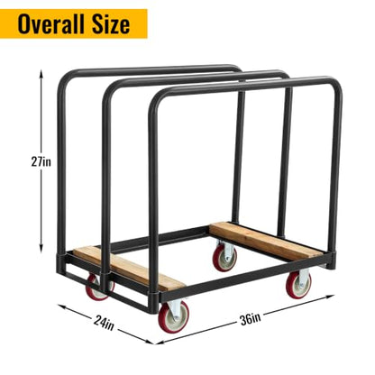 Steel Panel Truck Cart 1000LBS with 4 Swivel Casters and Wood End