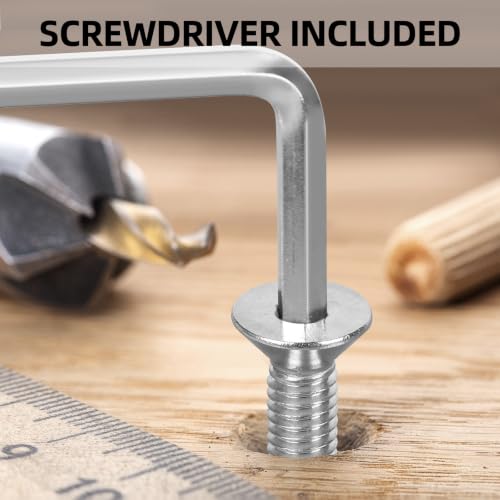 40 PCS 1/4"-20 x 1-1/4" Flat Head Socket Cap Screws Bolts, Countersunk Allen Bolts, Stainless Steel 304, Full Thread, Bright Finish, Screwdriver Included - color: Silver, size: 1/4"-20 x 1-1/4"