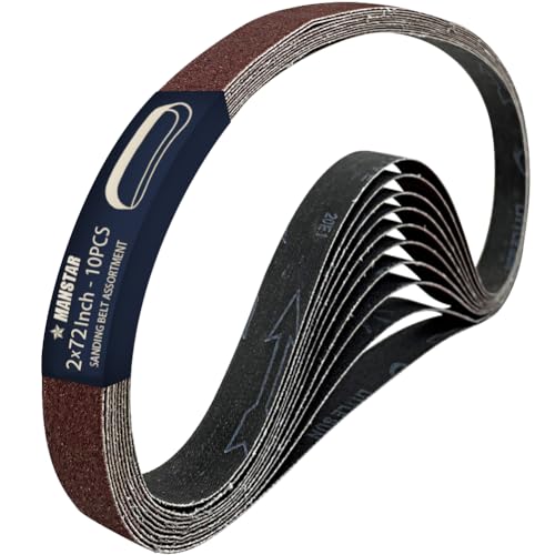 10 Pcs 2 x 72 Inch Assorted Aluminum Oxide Sanding Belt,80/120/150/240/400 Grit - size: 2x72(10pcs)