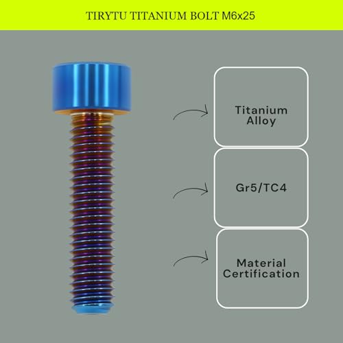 M6x25 Titanium Bolts Hex Socket Cap Screw, Burnt Blue, 4PC - color: Burnt Blue, size: M6X25
