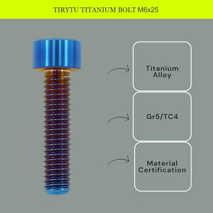 M6x25 Titanium Bolts Hex Socket Cap Screw, Burnt Blue, 4PC - color: Burnt Blue, size: M6X25