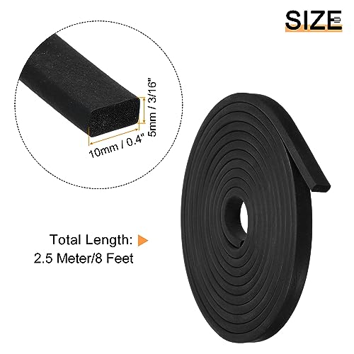 uxcell EPDM Rubber Foam Sheet Strip 3/16" T x 0.4" W x 8' L Rubber Sheet Rolls Weather Strip for DIY Gasket, Crafts, Insulation - size: 3/16" T x 0.4" W x 8' L