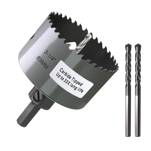 3-1/4 inch Carbide Hole Saw Bit Deep Cutting 2.36” for Multiple Material Hardy Plank Nail Embedded Wood Air Brick Up to 30X Longer Life - color: 3-1/4"(83mm)