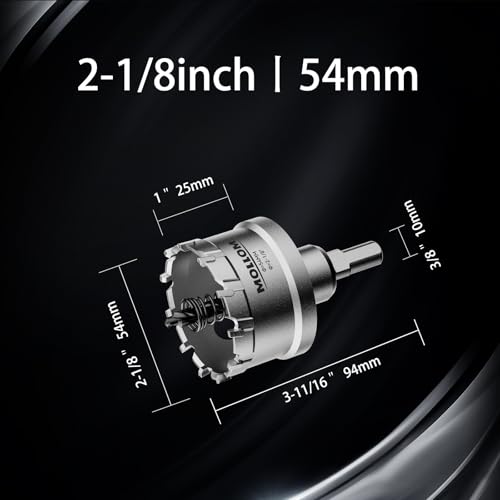 Mollom 2-1/8" (54mm) 2Pcs Heavy Duty Carbide Hole Saw with 3 Pilot bit - size: 54mm | 2-1/8" - 2PCS