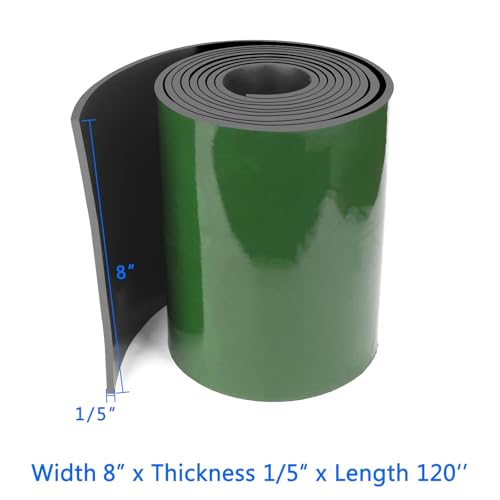 HooTown Adhesive Solid Rubber Strips, Self Neoprene Rubber Sheet Rolls Seal - size: 8”Wide x 120”Long, style: 1/5" Thick Adhesive