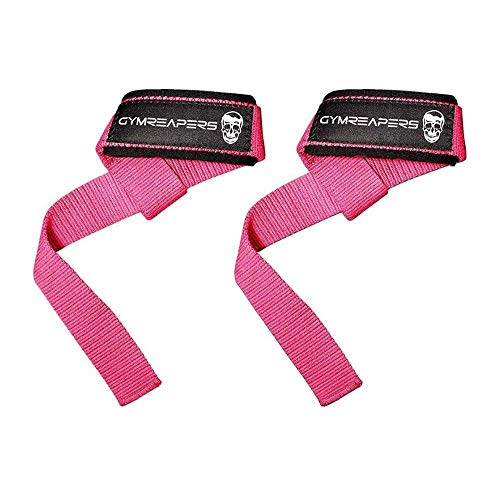 Gymreapers Lifting Wrist Straps for Weightlifting, Bodybuilding, Powerlifting, Strength Training, & Deadlifts - Padded Neoprene with 18" Cotton - color: Pink