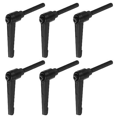HARFINGTON 6pcs Adjustable Clamping Lever Handles M6 x 50mm Male Thread Bolt Knobs Rotating Screw Locking Quick Release Ratchet Push Button Handle, Black - size: M6 x 50mm