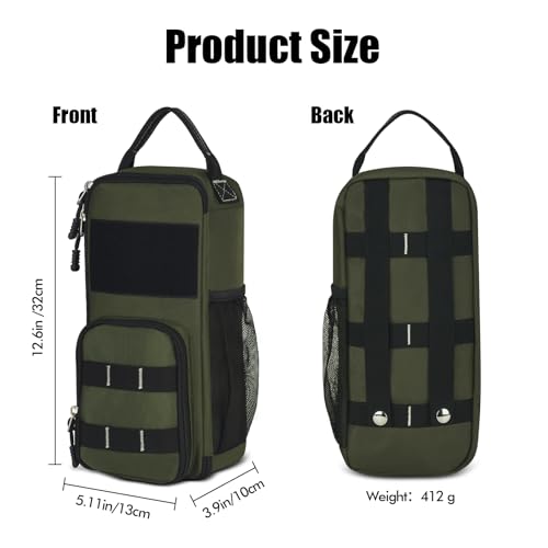 12.6" Heavy Duty Small Tool Bag Pouch for Men with Multiple Pockets,Green - color: Green