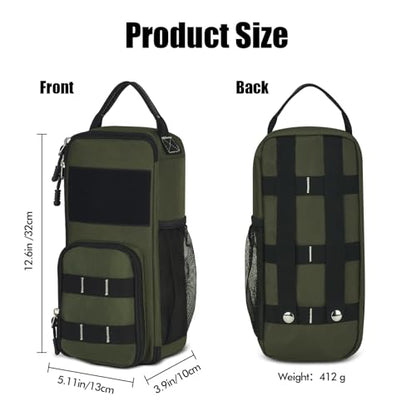 12.6" Heavy Duty Small Tool Bag Pouch for Men with Multiple Pockets,Green - color: Green