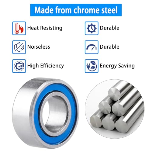 10pcs MR105-2RS Ball Bearings - Miniature Deep Groove Ball Bearing Double Blue Rubber Sealed Chrome Steel for RC Cars/Planes/Drone/Robotics and Small Electric Motors(5x10x4mm) - size: 5x10x4mm MR105-2RS