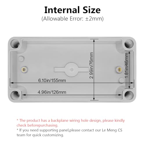LeMotech Junction Box IP67 Waterproof Dustproof ABS Plastic Project Box for Electrical Outdoor Enclosure Gray 6.3 x 3.1 x 3.7 inch (160 x 80 x 95 mm),2 Pack - size: 6.3" x 3.1" x 3.7" (2pc)