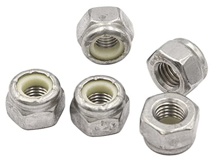 LBY 50pcs Lock Nuts, 1/4-28 Nylon Insert Hex Lock Nuts, 304 Stainless Steel (Silver) - size: 1/4-28