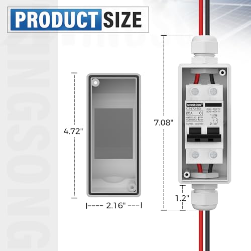 Solar Panels Disconnect Switch 25Amp DC Solar Shut Off Switch 400V 2 Poles Outdoor AC Small Miniature Circuit Breaker Box, IP65 Waterproof UV-Proof for PV Homes - style: 25A