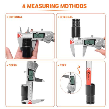HARDELL Digital Caliper 12 Inch, All Metal Digital Caliper Measuring Tool with 3-Batteries & Extra Cover, IP54 Waterproof Heavy-Duty Vernier Caliper, Inch/MM/Fraction, Auto-Off for DIY/3D-Printing - size: 12 Inch