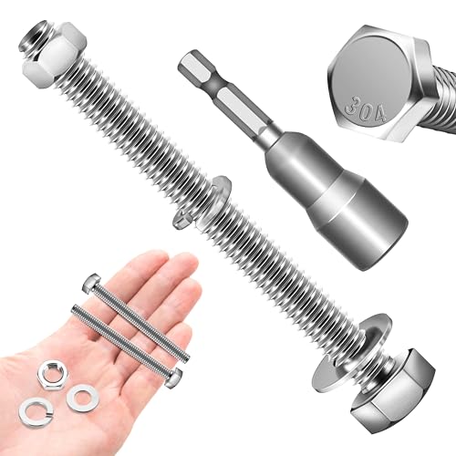 (12 Sets) 1/4-20 Bolt, 1/4-20 x 3 Hex Head Screws Bolts and Nuts Kit with 1/4-20 Nuts, Flat & Lock Washers, Fully Threaded, 1/4 20 Stainless Steel Bolts, Bright Finish by Marysino - color: (Silver)-1/4, size: 3"