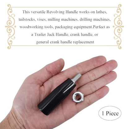 Revolving Handles Knob Handwheel M8 x 80mm Male Threaded Stem Lathe Crank Handle Trailer Jack Knob Thread Handle Grips Crank Hand Wheel with Nuts Machine Rotating Handles Black Plastic Metal 1 Set - size: M8 x 80mm-1P
