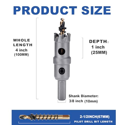 2 Pack 0.59" (15mm) Tungsten Carbide Tip Hole Saw with M2 Pilot bits - size: 0.59" (15mm) - 2 pack