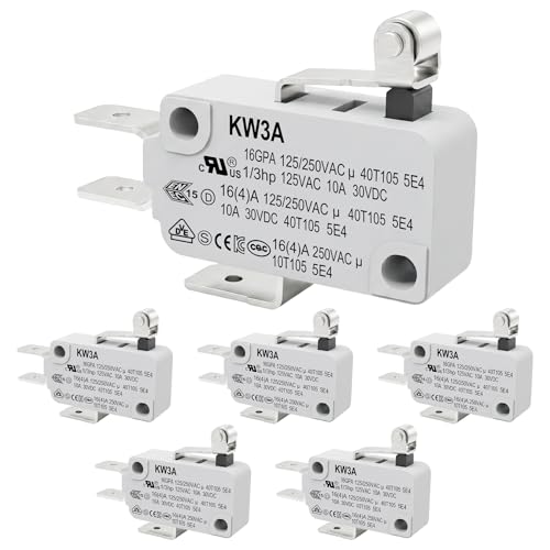 6 Pack Short Hinge Roller Lever Micro Switch, 16A 125/250V SPDT - size: V-155-1C25