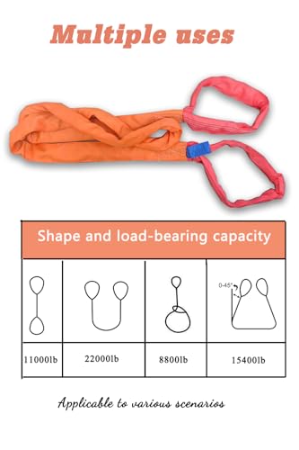 11,000 LBS Lifting Sling, 13 FT Eye & Eye Round Sling - size: 11,000lb-13ft