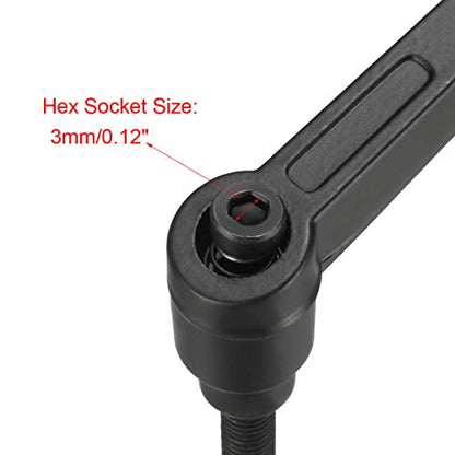 uxcell M6 x 20mm Handle Adjustable Clamping Lever Thread Push Button Ratchet Male Threaded Stud Knobs Rotating Screw Handles Bolts with Locking Lever Black 2pcs - size: M6x20mm