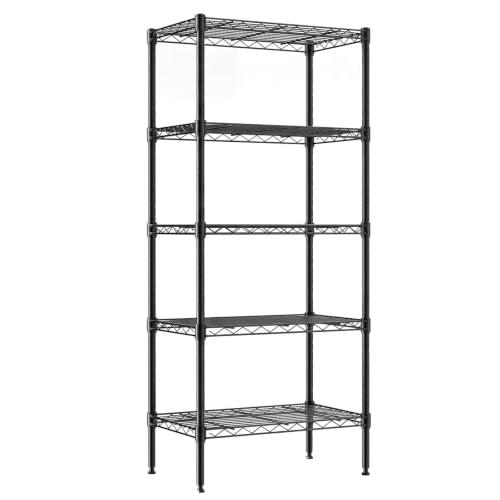 DUMOS 5-Tier Metal Storage Shelves, Wire Shelving, Storage Rack, 23.2" W - color: 5 Tiers-60.1"h, size: Type 1 without wheels