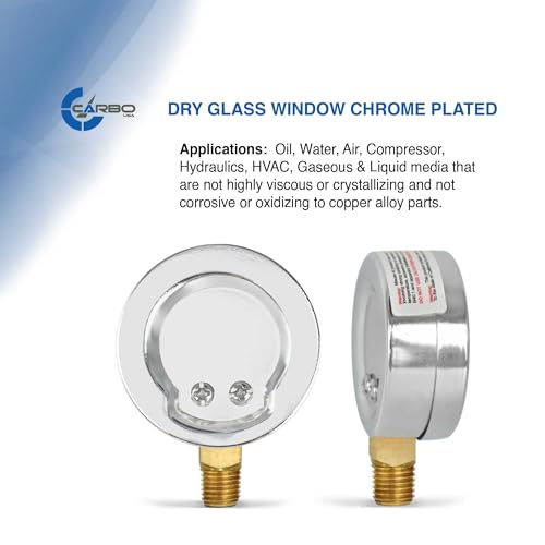 2-1/2" Pressure Gauge, Chrome Plated Steel Case, Dry, Vacuum -30 Hg/0, Lower Mount 1/4" NPT - style: -30 inHg