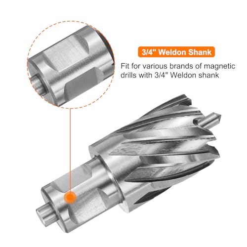 HARFINGTON Annular Cutter 1-1/8" Cutting Diameter Shank 3/4" with 1" Depth of Locating Pin M2 High-Speed Steel Drill Bit Annular Cutter for Standard Magnetic Drills Machine Tools Mills - size: 1-1/8 inch * 1 inch