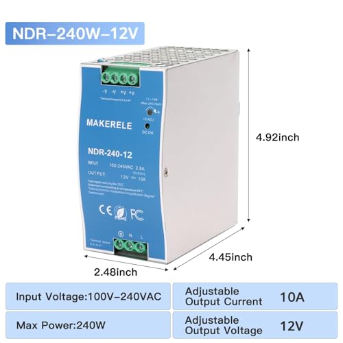 MAKERELE 12V NDR DIN Rail Power Supply 240W - style: 240W-12V
