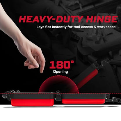 Geinxurn 3 Pieces Metal 11 Inches Steel Tool Organizer Portable Toolbox Red, Black and Yellow, Durable ABS Tool Storage with Plastic Handle and Double-Buckles - color: 3PCS