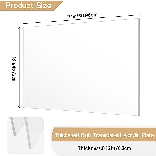 2 Pieces 1/8" Thick (3mm) Acrylic Sheets, Plexiglass Sheets, Clear Cast Plexiglass 18”x 24” with Protective Paper for Signs DIY Display Projects,Craft,Photo Frames - size: 2 piece 18'' * 24'' 3mm