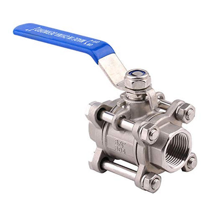 DERNORD Ball Valve 3/4 Inch NPT Threaded - Stainless Steel 304 Female 3 Piece Full Port - size: 3/4" NPT Female