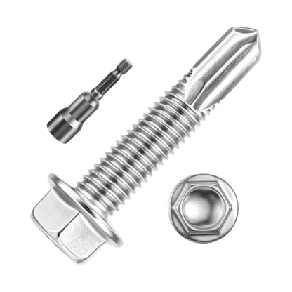 Wensilon 5/16×1-1/2" Stainless Steel Self Drilling Screws, 60 PCS - color: Silver, size: 5/16×1-1/2"